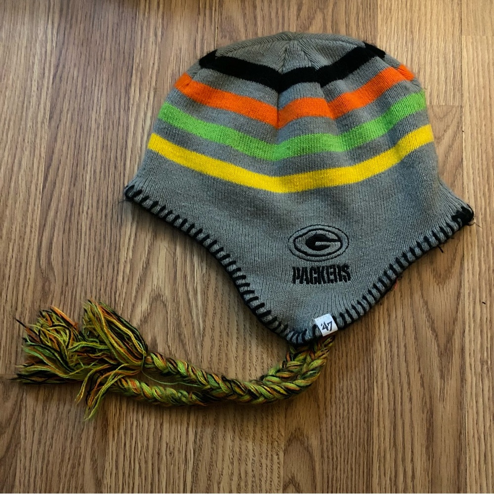 47 Brand Kids Packers Knit Hat - Black, Orange, Green, Yellow: Size Youth